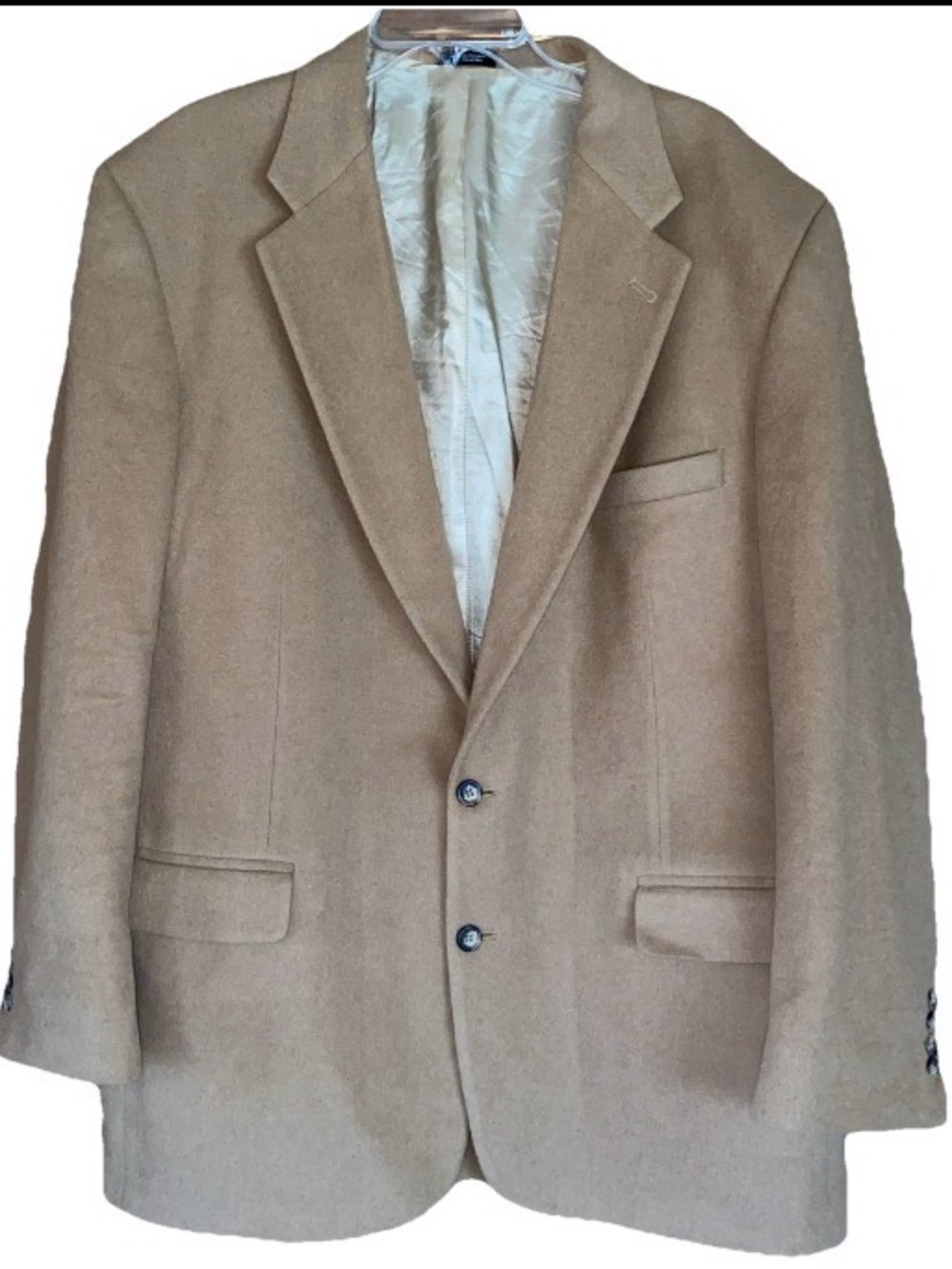 Robert Stock Camel Hair Wool Blazer Mens 46L Tan Two Button Sport Coat Jacket